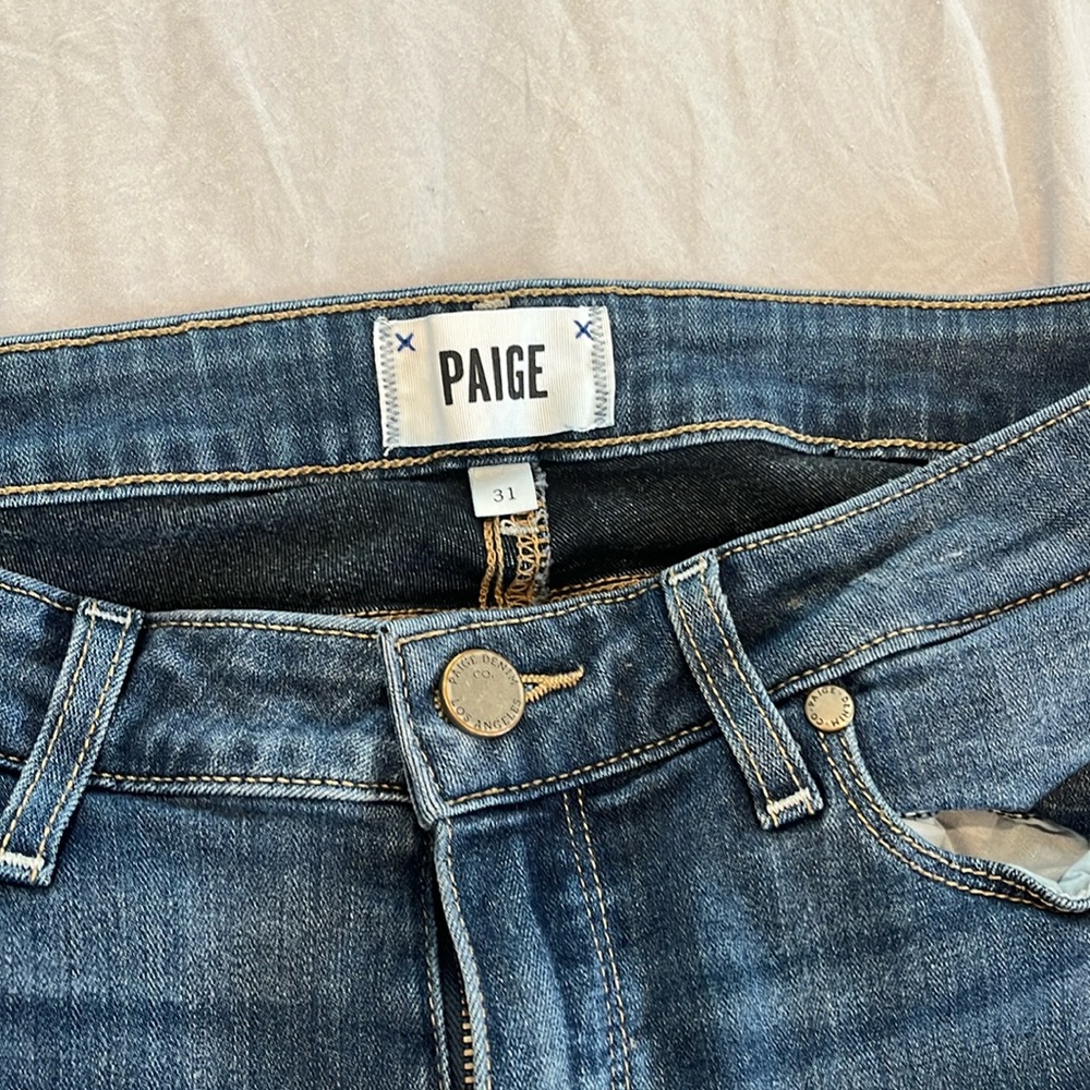 Paige jeans size 31 dark denim super stretchy